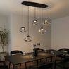 Dizajnerska viseća lampa crna sa dimnim staklom 5-svetla - Gus