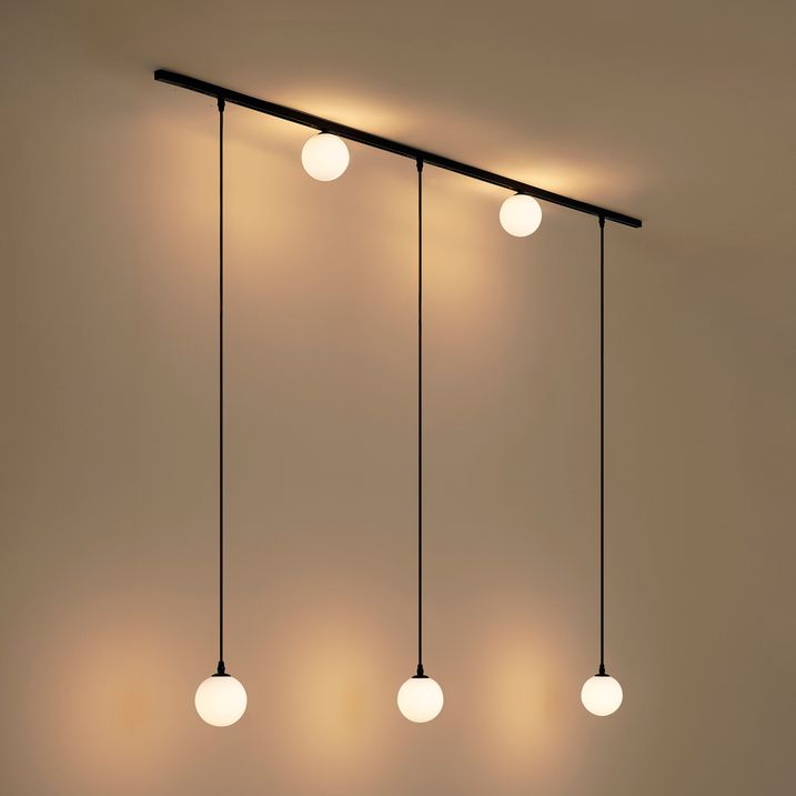 Moderne skinnesystem sort med 2 spotter og 3 pendellamper 1-fase - Slimline Eira