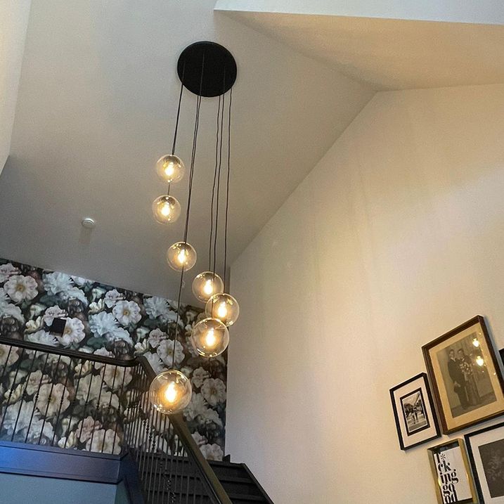 Art Deco Pendelleuchte schwarz 7-Licht - Pallon