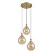 Smart-hanglamp-goud-met-amber-glas-3-lichts-incl.-Wifi-A60---Traditional
