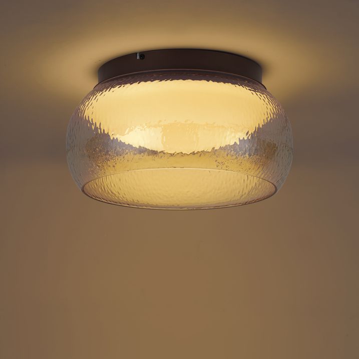 Candeeiro de Teto Art Deco Castanho com Vidro Âmbar Incl. LED Regulável em 3 Níveis - Thimble