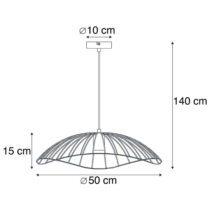 Lampă suspendată de design neagră 50 cm - Pua