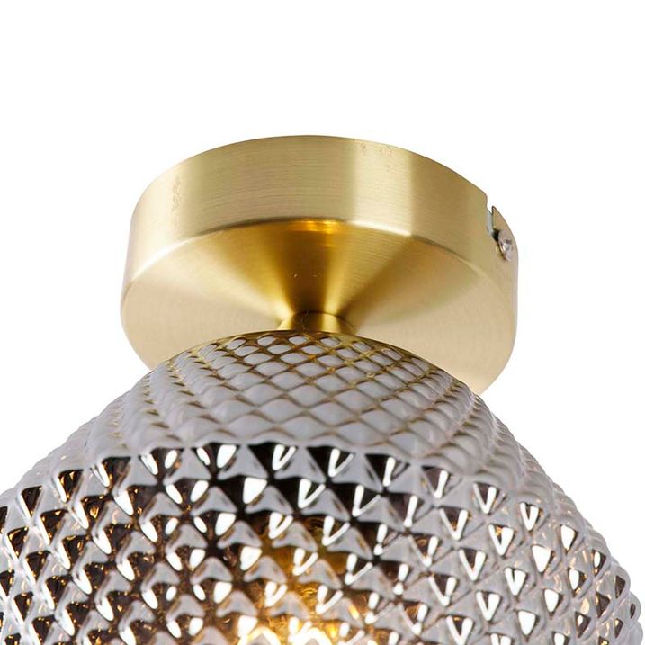 Art Deco laelamp messingist suitsuklaasiga - Karce