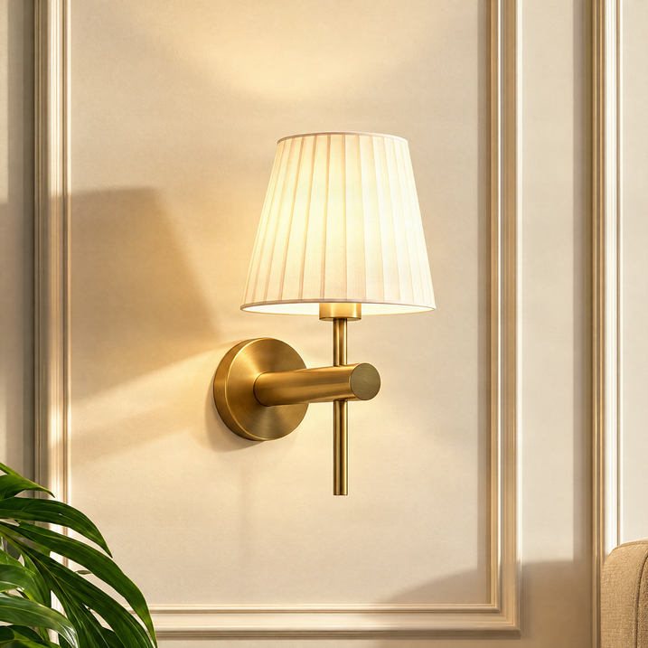 Moderní nástěnná lampa bílá s bronzem - Pluk
