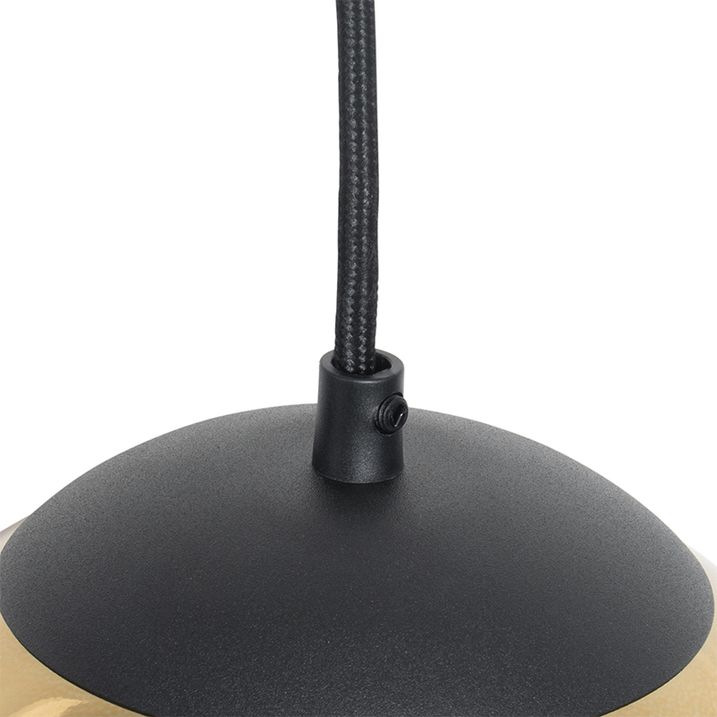 Art Deco Hängelampe schwarz mit Goldglas 20 cm - Pallon