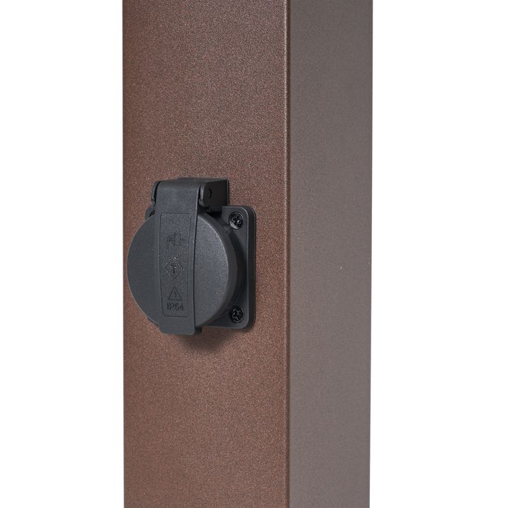 Aussenleuchte rostbraun mit klarem Glas 80cm IP44 mit Steckdose und Bewegungssensor - Malios