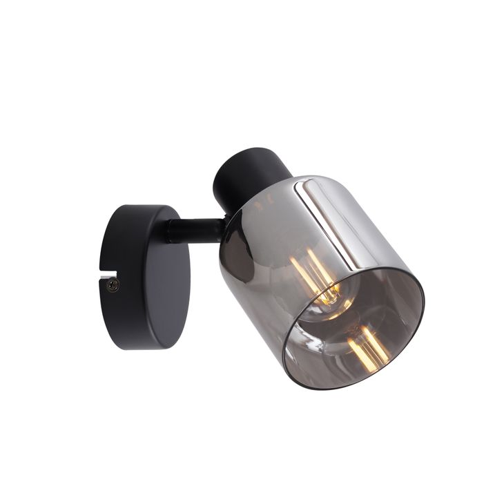Moderne taklampe sort med rundt røykglass - Cilin