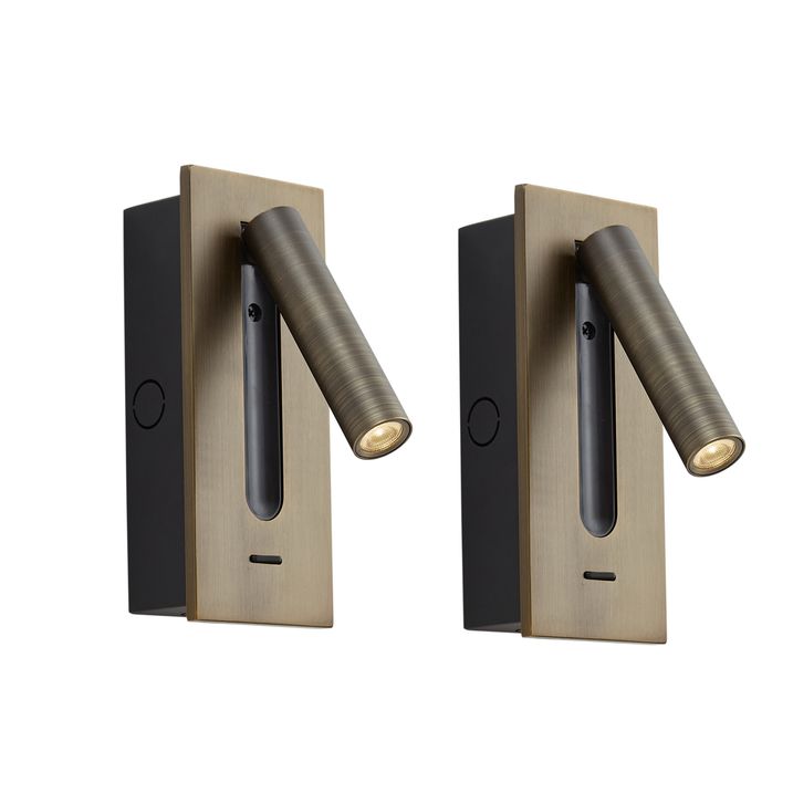 Set of 2 Modern Wall Lamps Dark Bronze Incl. LED - Plaza