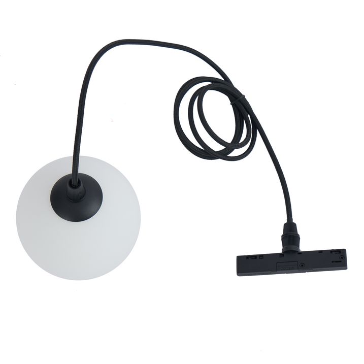Moderne hanglamp zwart met wit glas voor railsysteem 1-fase - Slimline Eira
