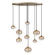 Art-Deco-Hängeleuchte-Gold-mit-bernsteinfarbenem-Glas-9-flammig---Jia