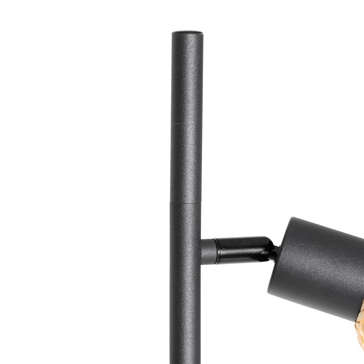 Oosterse vloerlamp zwart met bamboe 3-lichts - Rayan