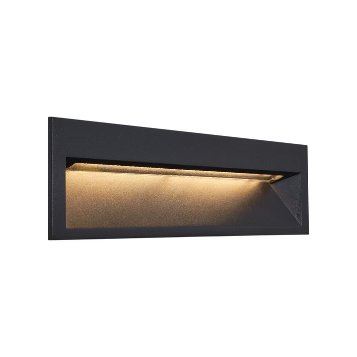 6 modernin upotetun seinävalon sarja musta 28cm sis. LED IP65 - Mert