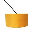 Lampă-cu-arc-neagră-cu-abajur-din-catifea-galben-muștar-cu-auriu-50-cm---XXL