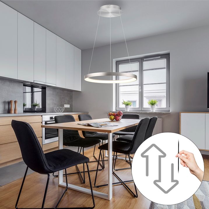 Candeeiro suspenso de design em alumínio com LED regulável Easylift - Hoop