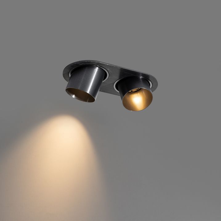 Set van 6 inbouwspots gunmetal GU10 50mm 2-lichts - Installa