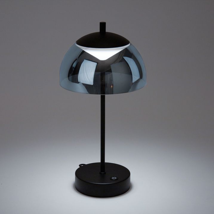 Moderní stolní lampa černá s kouřovým sklem vč. LED 3-stupňově stmívatelná - Djent