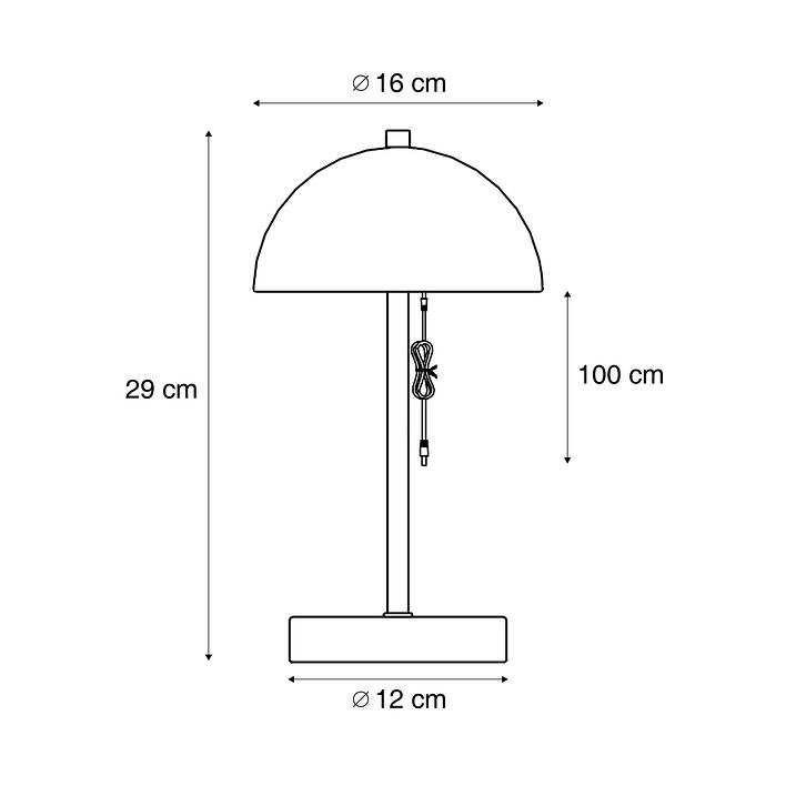 Lampe de table d'extérieur beige avec LED, intensité variable en 3 étapes, IP44 rechargeable - Keira