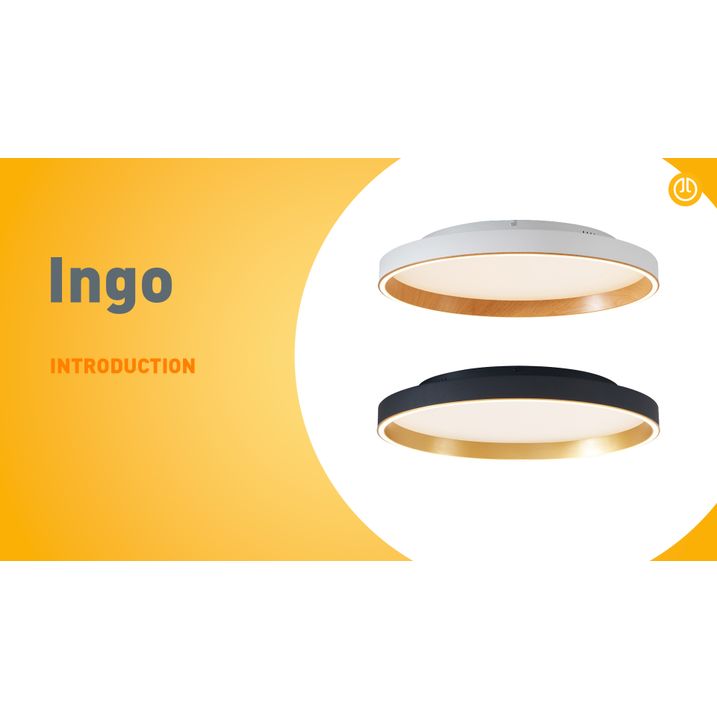Plafonieră de design albă cu lemn 60cm incl. LED comutator cu 3 căi - Ingo