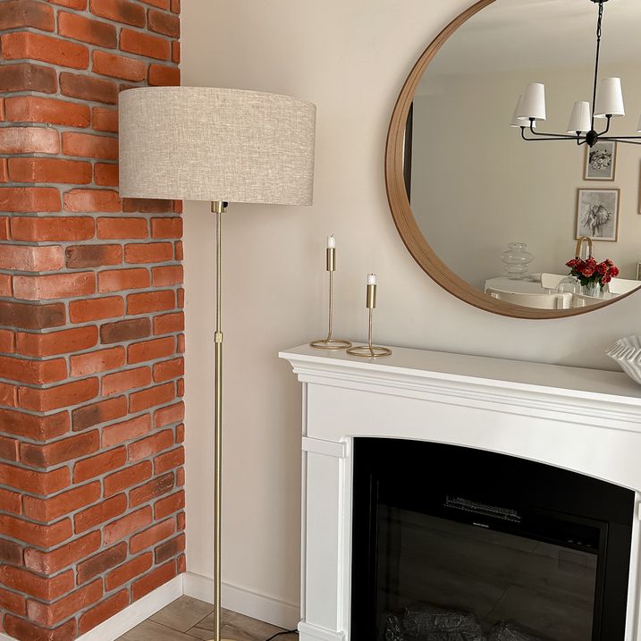 Floor Lamp Adjustable Gold with Light Grey Lampshade 50 cm - Parte