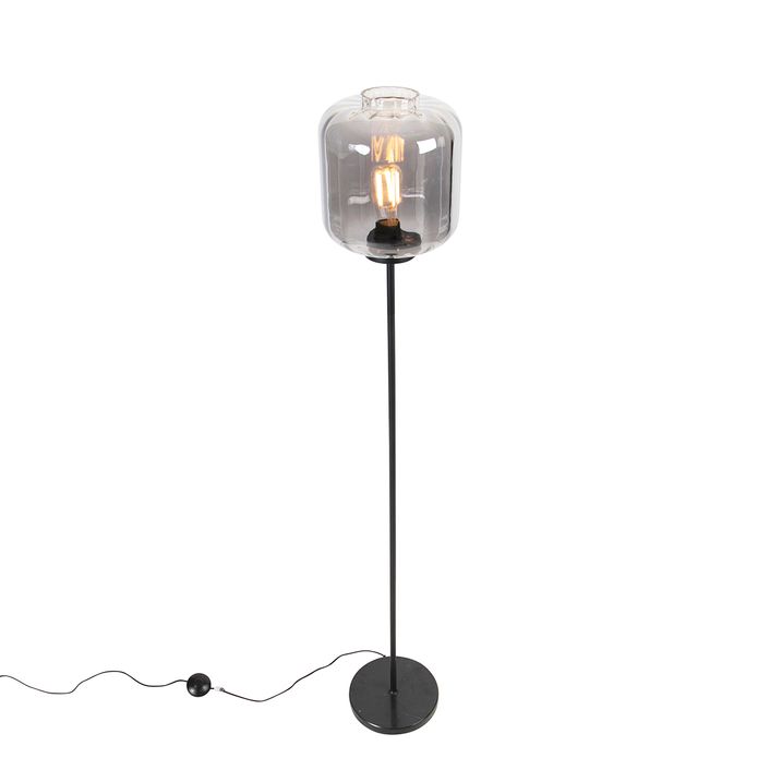 Smarte Stehleuchte schwarz mit Rauchglas inkl. Wifi ST64 - Qara