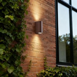 Zidna lampa za spoljašnju upotrebu rđasto braon plastika ovalna 2 svetla - Baleno