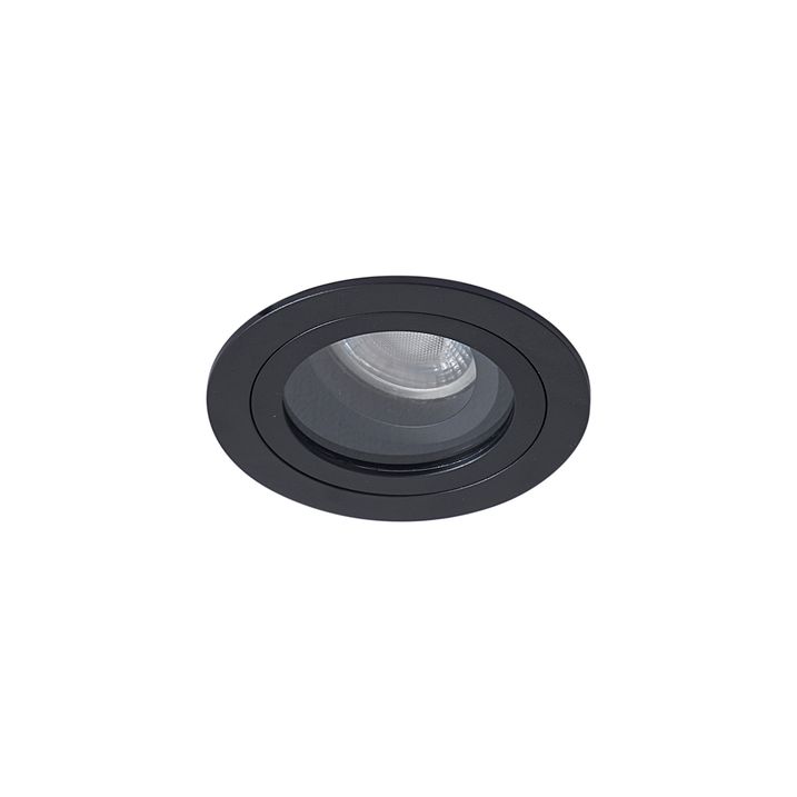 Moderne inbouwspot zwart draai- en kantelbaar IP44 - Chuck