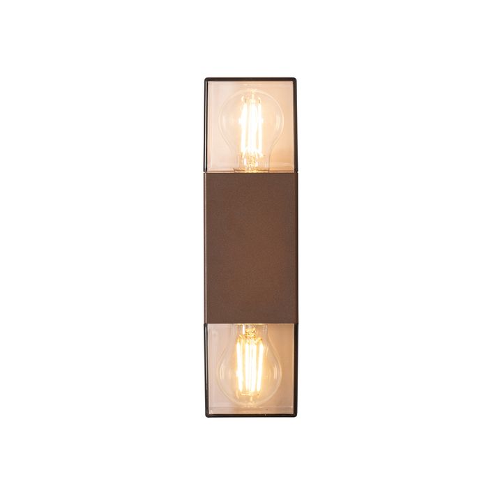 Lampada da parete per esterni marrone ruggine con paralume fumé 2 luci IP44 - Danimarca
