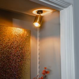 Moderne plafondspot zwart met goud - Lofty