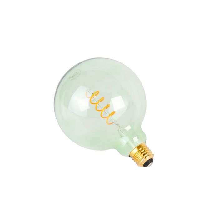 Lâmpada LED E27 regulável espiral filamento G125 verde 4W 180lm 1800K