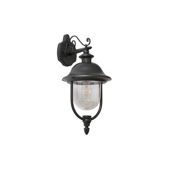 Lampada da parete classica da esterno nera con plastica IP44 - Genoa