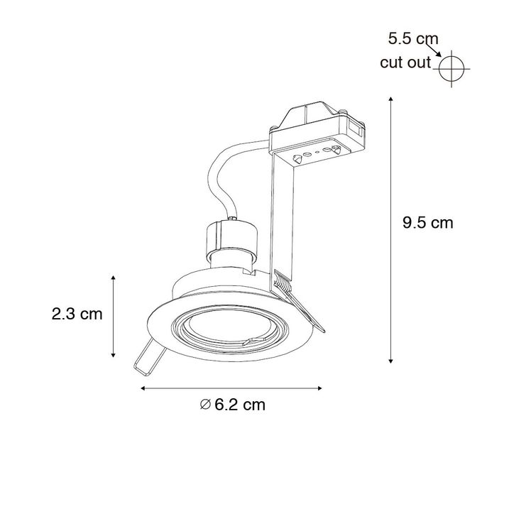 Modern süllyesztett spotlámpa fekete 35 mm dönthető - Edu