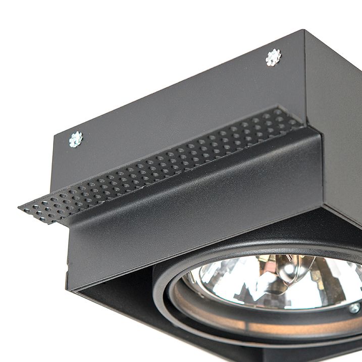 Set od 6 ugradnih reflektora crni AR111 nagibni i rotirajući bez okvira - Oneon