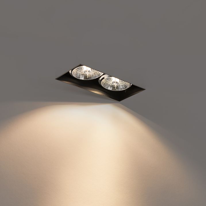 Set of 6 Recessed Spotlights Black GU10 70mm 2-Light Trimless - Oneon