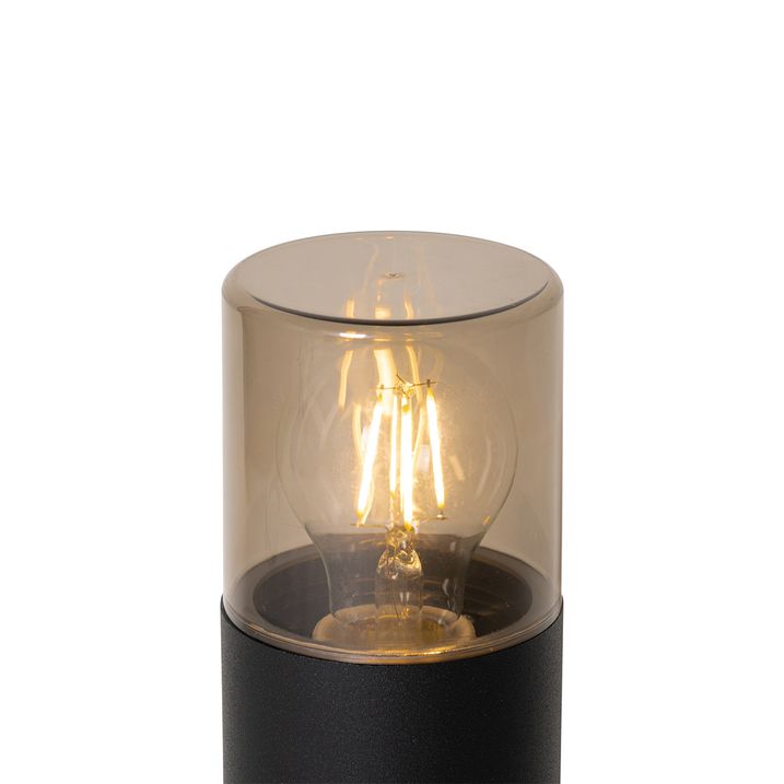 Staande buitenlamp zwart met smoke kap 30 cm IP44 - Odense