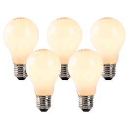 Комплект от 5 броя LED крушки с пламък E27, опалово стъкло, 3W, 250lm, 2200K