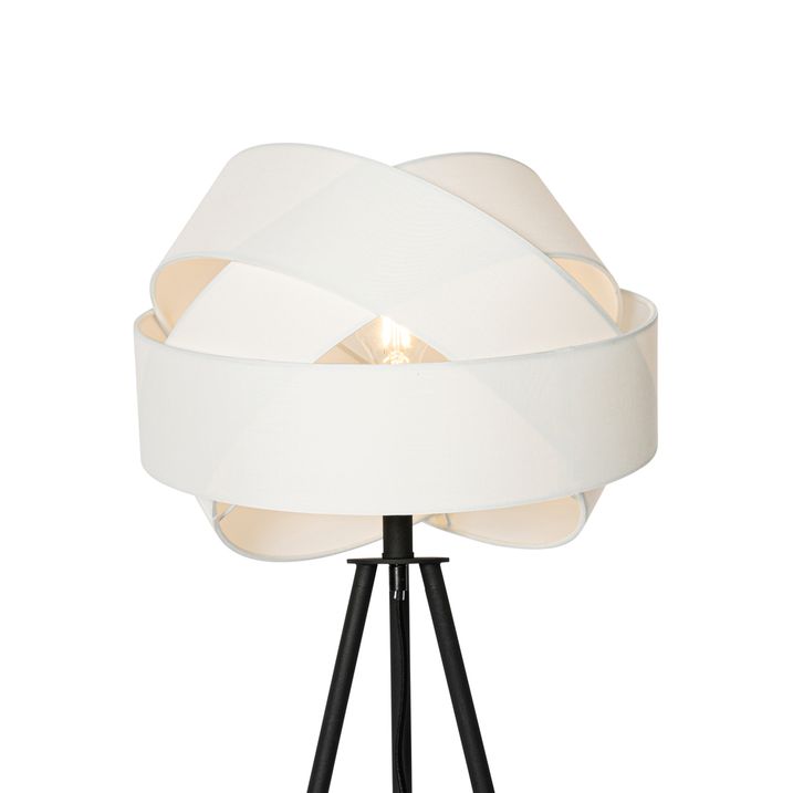 Lampadaire moderne noir avec abat-jour blanc - Cloth