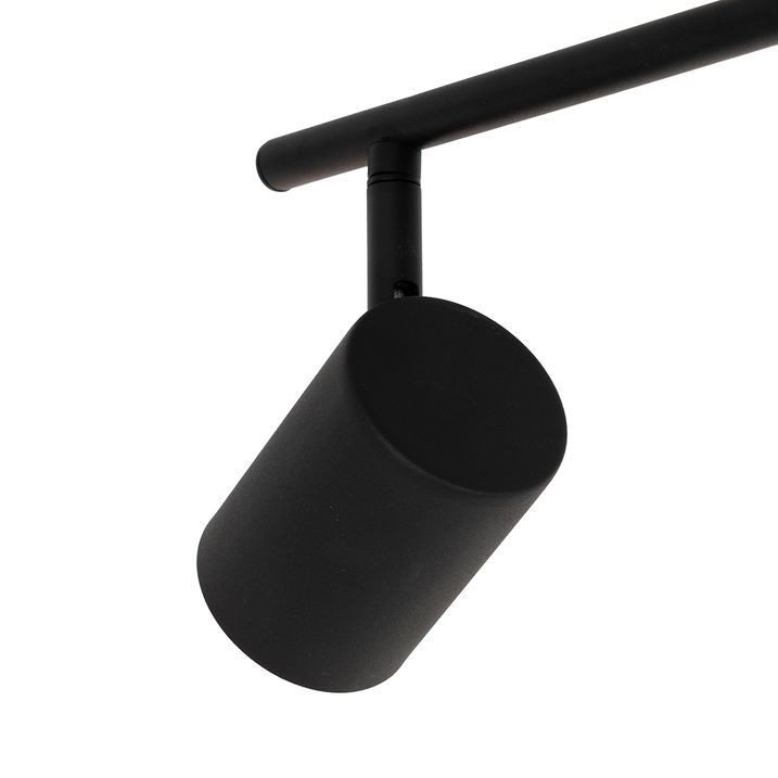 Plafonnier noir avec bois 5 lumières réglables rectangulaires - Jeana