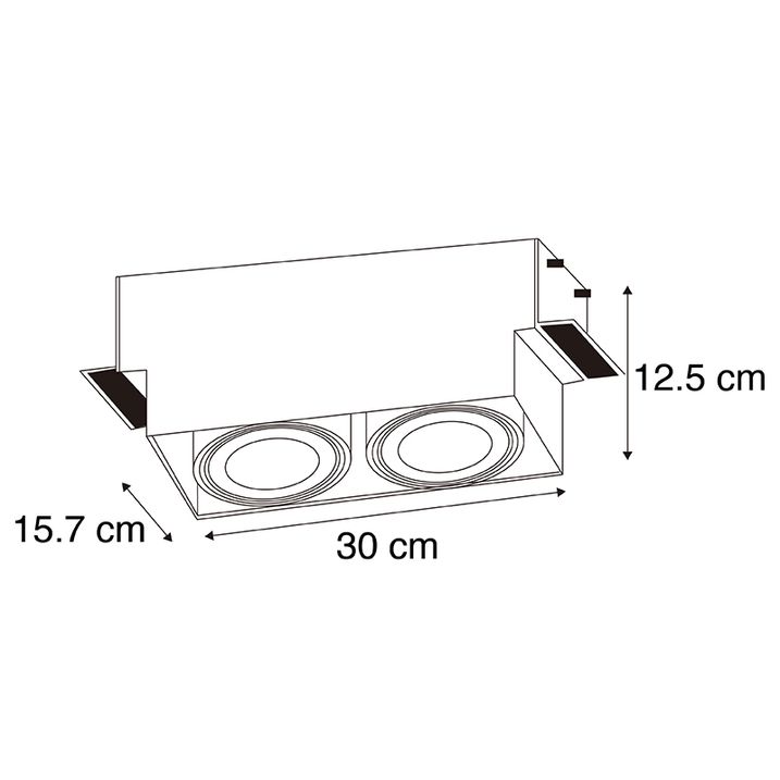 Pametni ugradni reflektor crni bez okvira 2-svetla uklj. 2 Wifi GU10 111mm - Oneon