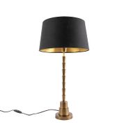 Lampada-da-tavolo-Art-Déco-bronzo-con-paralume-in-cotone-nero-35-cm---Pisos