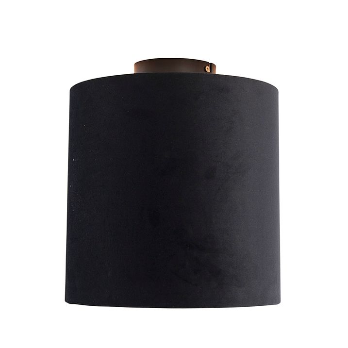 Stropní lampa s černým a zlatým sametovým stínítkem 25 cm - Combi Black