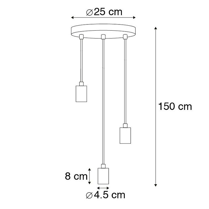Industriāla piekaramā lampa melna 3 gaismas - Facil
