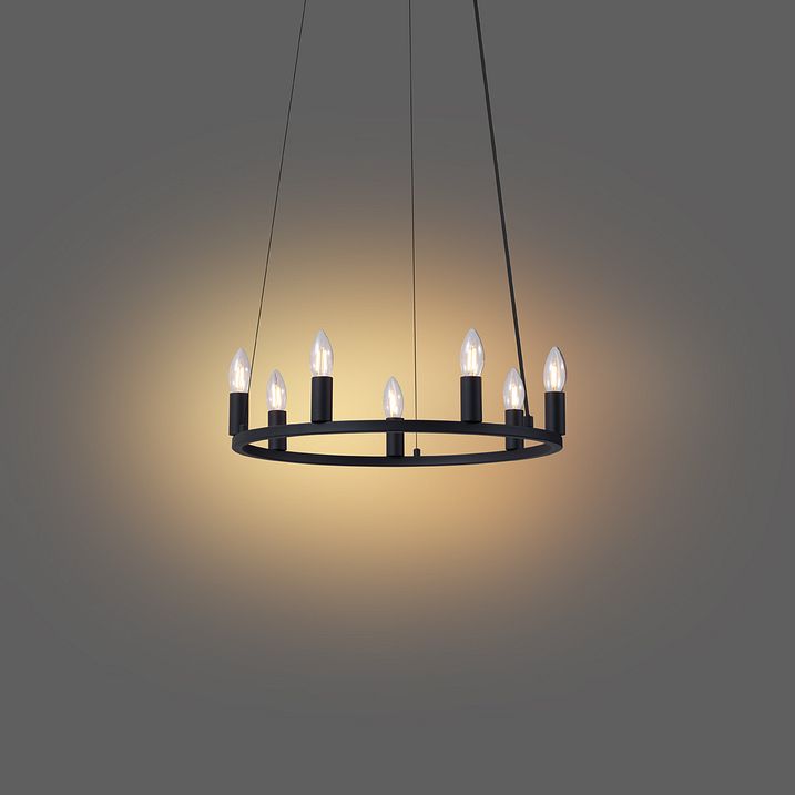 Pametna viseća lampa crna 7-svjetla uklj. WiFi C35 - Knight