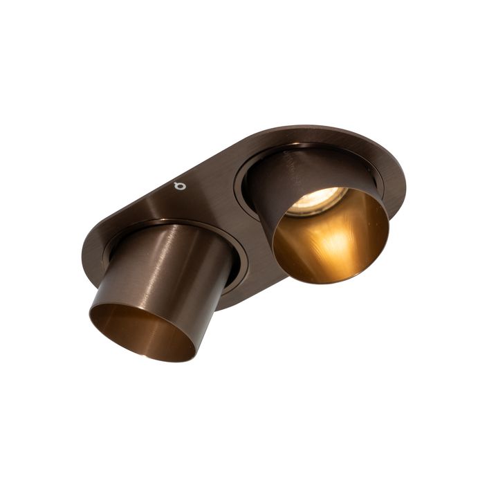 Zakulacené zapuštěné bodové svítidlo tmavě bronzové GU10 50 mm 2-světlo - Installa
