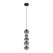 Lampă-suspendată-Art-Deco-neagră-cu-sticlă-fumurie-și-transparentă-5-lumini-incl.-LED---Lizzy