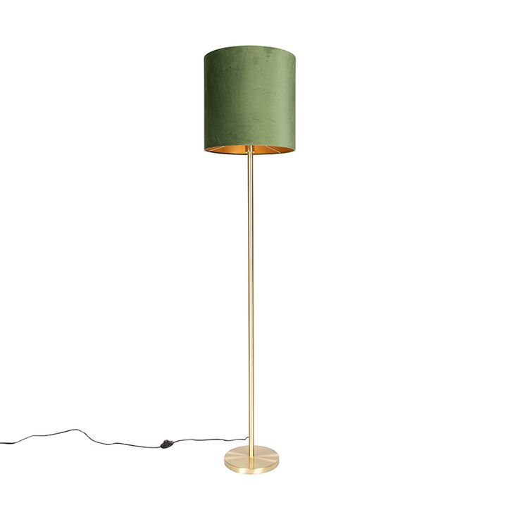 Lampă de podea botanică din alamă cu abajur verde 40 cm - Simplo