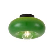 Retro-stropní-svítidlo-černé-se-zeleným-sklem-30-cm---Glaze
