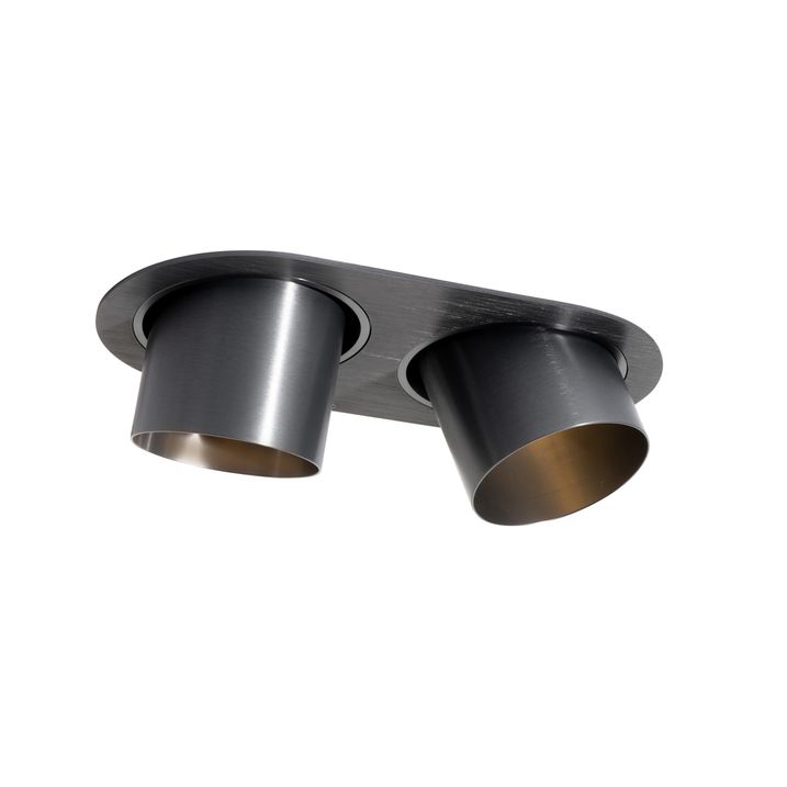 Spot encastré arrondi métal canon de fusil GU10 70 mm inclinable 2 lumières - Installa
