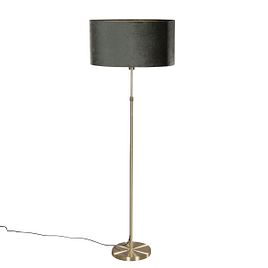 Stehleuchte Gold mit ovalem Samt-Schirm Grün 50cm - Parte