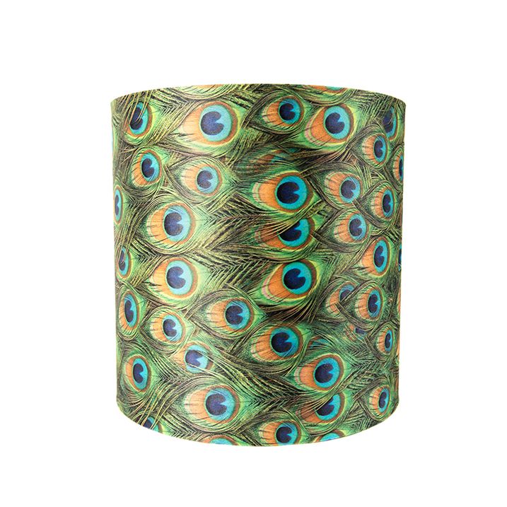 Velvet Lampshade Peacock Design 40/40/40 with Gold Interior