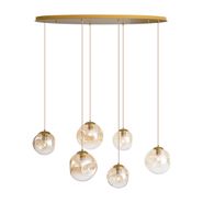 Lampada-a-sospensione-Art-Déco-ottone-con-rosone-ovale-e-vetro-ambrato-6-luci---Douglass